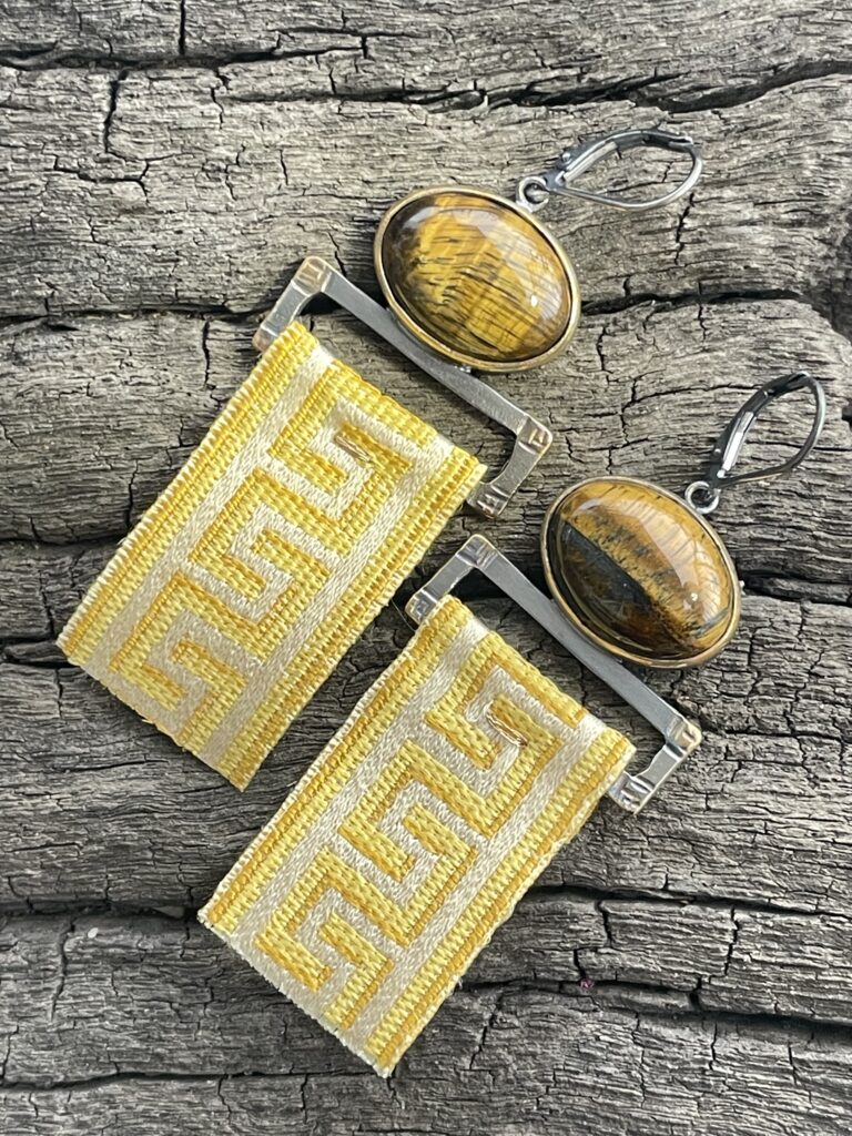 hõbedast kõrvarõngad 19. sajandist pärit siidpael, oonüksid, hõbe 925 sumedad ööd, Kreeka_Diana Dello Jewelry